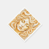 Medusa Ancient Goddess Portrait in Rich Yellow Serviette (Ecke)