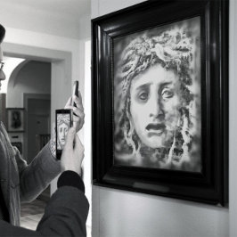 Medusa Antike Goddess Portrait in Grau Poster