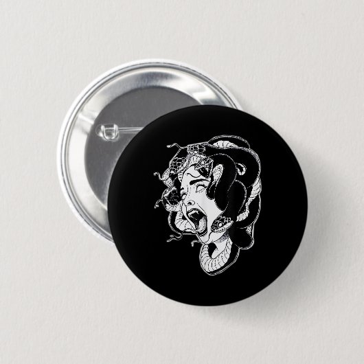 Medusa Blackwork Tattoo Flash Button (Vorne & Hinten)