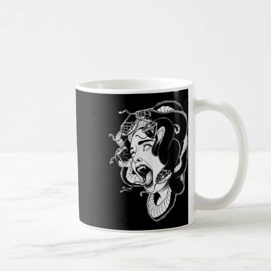 Medusa Blackwork Tattoo Flash Kaffeetasse (Rechts)