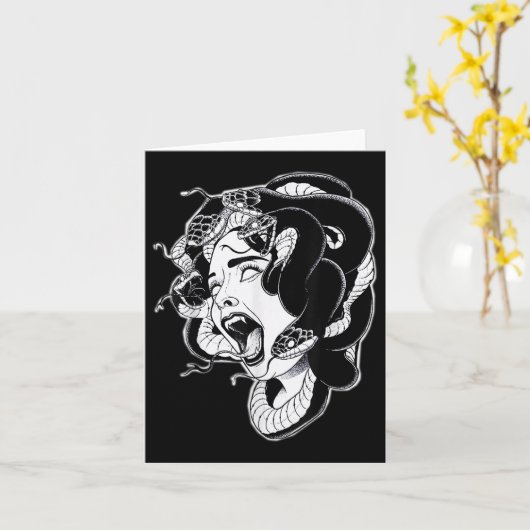 Medusa Blackwork Tattoo Flash Karte (Gelbe Blume)