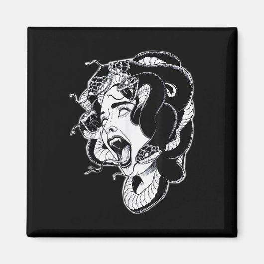 Medusa Blackwork Tattoo Flash Magnet (Vorne)
