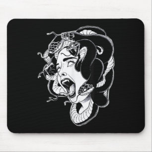 Medusa Blackwork Tattoo Flash Mousepad
