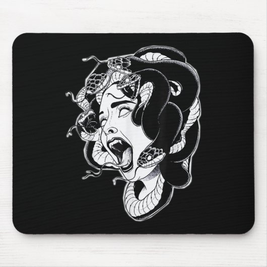 Medusa Blackwork Tattoo Flash Mousepad (Vorne)