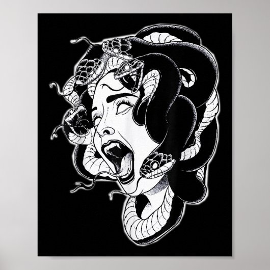 Medusa Blackwork Tattoo Flash Poster (Vorne)