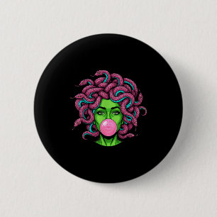 Medusa bläst Bubble-Gum P Art Mythologie Design  Button