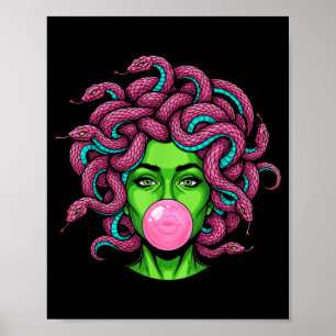 Medusa bläst Bubble-Gum P Kunst-Mythologie-Design Poster