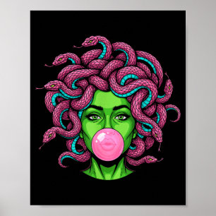 Medusa bläst Bubble-Gum P Kunst-Mythologie-Design Poster
