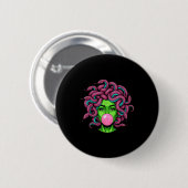 Medusa Blowing Bubblegum P Art Mythology Design Button (Vorne & Hinten)