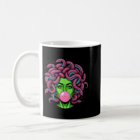 Medusa Blowing Bubblegum P Art Mythology Design  Kaffeetasse (Links)
