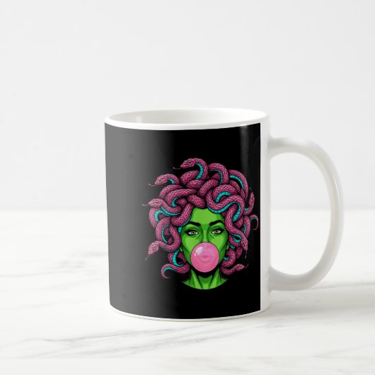 Medusa Blowing Bubblegum P Art Mythology Design Kaffeetasse (Rechts)