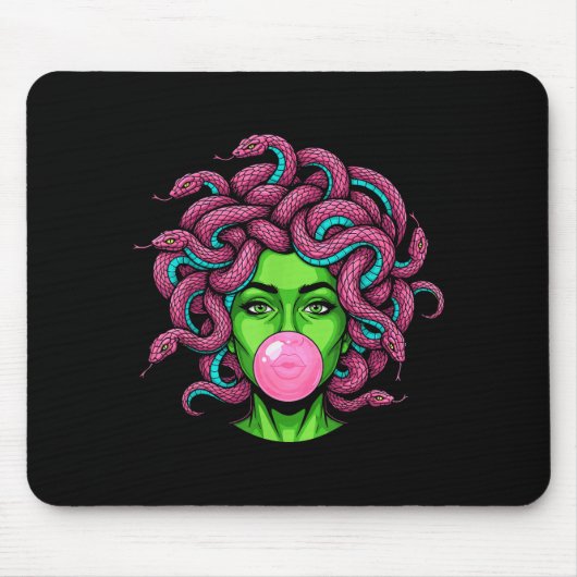 Medusa Blowing Bubblegum P Art Mythology Design Mousepad (Vorne)