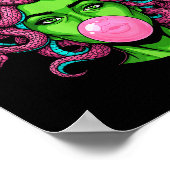 Medusa Blowing Bubblegum P Art Mythology Design  Poster (Ecke)