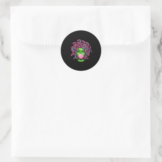 Medusa Blowing Bubblegum P Art Mythology Design  Runder Aufkleber (Tasche)