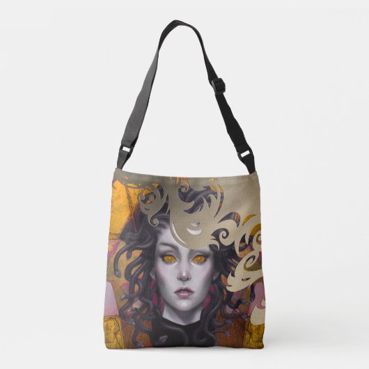 Medusa Eyes, Cross Body Bag Tragetaschen Mit Langen Trägern (Rückseite)