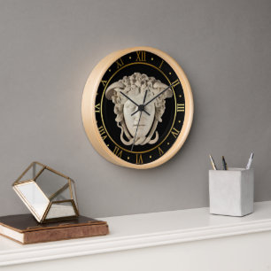 Medusa Faux Marmor Gorgonische Römische Ziffer Uhr