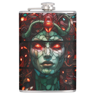 Medusa - Glass Window Tiffany Style Flachmann