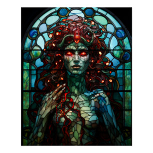 Medusa - Glass Window Tiffany Style Poster