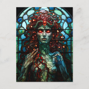 Medusa - Glass Window Tiffany Style Postkarte