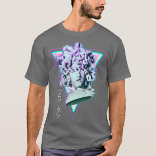 Medusa Glitch Synthwave 90er Jahre Ästhetik T-Shirt