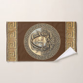 Medusa Golden Gorgon Griechisch Key Brown Badhandtuch Set (Handtuch)