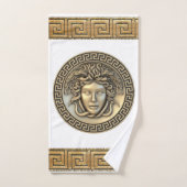 Medusa Golden Gorgon griechischer Key White Badhandtuch Set (Handtuch)