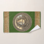 Medusa Golden Gorgon Griechischer Wald Grün Badhandtuch Set (Handtuch)