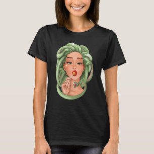 Medusa Gorgon Frau mit Lollipop Schlangen Reptiles T-Shirt