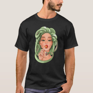 Medusa Gorgon Frau mit Lollipop Schlangen Reptiles T-Shirt