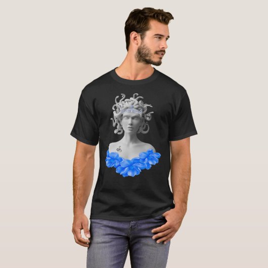 Medusa Gorgon Griechische Mythologie Blauer Blämol T-Shirt (Vorne ganz)
