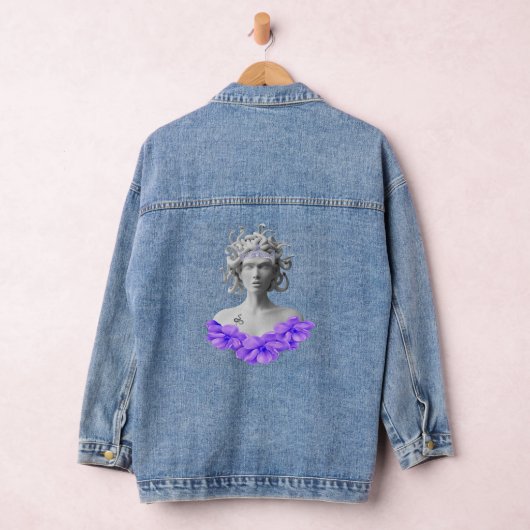 Medusa Gorgon Griechische Mythologie Purple Flower Jeansjacke (Hangar)