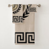 Medusa / Gorgon, griechischer Schlüssel, Laurel Wr Badhandtuch Set (Insitu)