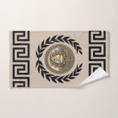 Medusa / Gorgon, griechischer Schlüssel, Laurel Wr Badhandtuch Set (Handtuch)