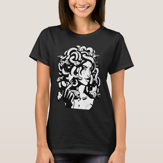 Medusa Head Snake Hair Griechische Mythologie Anci T-Shirt (Vorderseite)