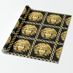 Medusa in Chains Black and Gold Geschenkpapier