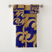 Medusa Luxus Barock Gold & Blue Badhandtuch Set (Insitu)
