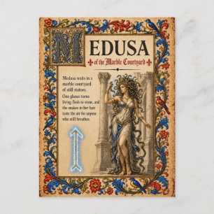 Medusa, mittelalterliche Bestiarien-Kunst Postkarte