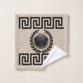Medusa Noire, griechischer Schlüssel, Laurel Wreat Badhandtuch Set (Waschlappen)