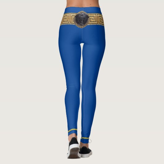 Medusa Noire und griechischer Schlüssel zu Meander Leggings (Rückseite)