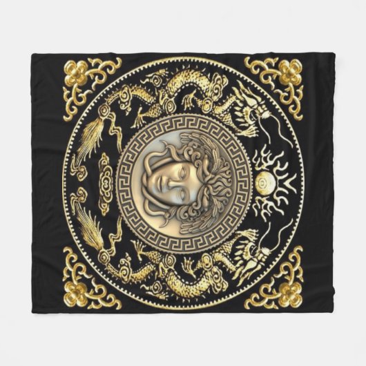 Medusa Oriental Aubusson Designer Area Fleecedecke (Vorderseite (Horizontal))