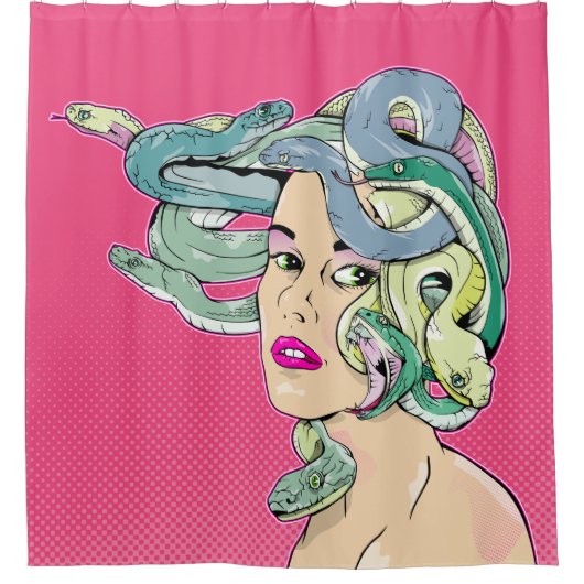 Medusa Pop Art Duschvorhang (Vorderseite)