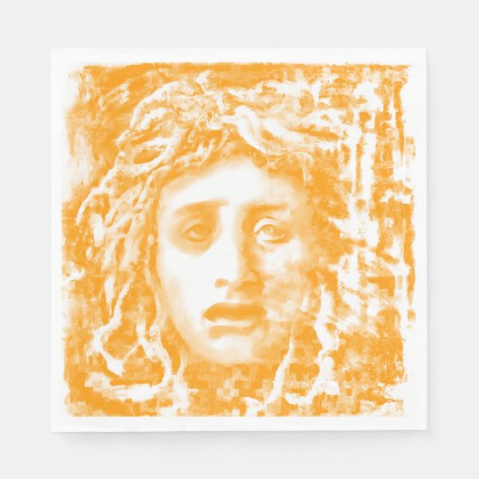 Medusa Portrait in reichen gelben Tönen Serviette (Vorderseite)