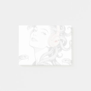 Medusa Post-it-Notizen - posiert für die Kamera. Post-it Klebezettel