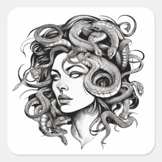 Medusa Quadratischer Aufkleber