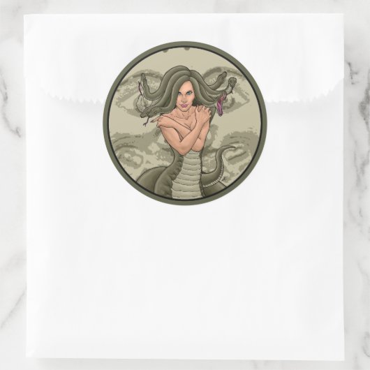 Medusa Runder Aufkleber (Tasche)