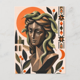 Medusa & Schlangen Geometrische Mythologie Postkar Feiertagspostkarte