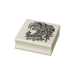 Medusa Schlangen phantastische Gorgons feministisc Gummistempel