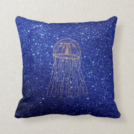 Medusa Sea Life Ocean Blue Rose Pink Gold Peach Kissen