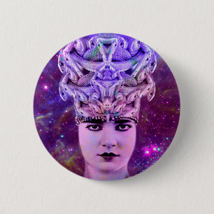 Medusa Snake Woman Button