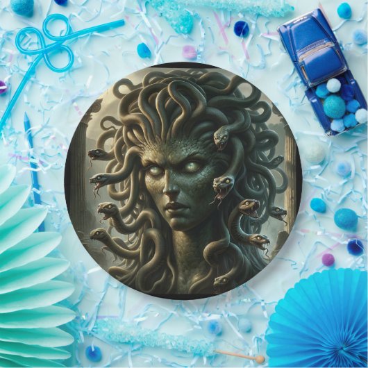 Medusa Stare of Death Head of Snakes Pappteller (Party)